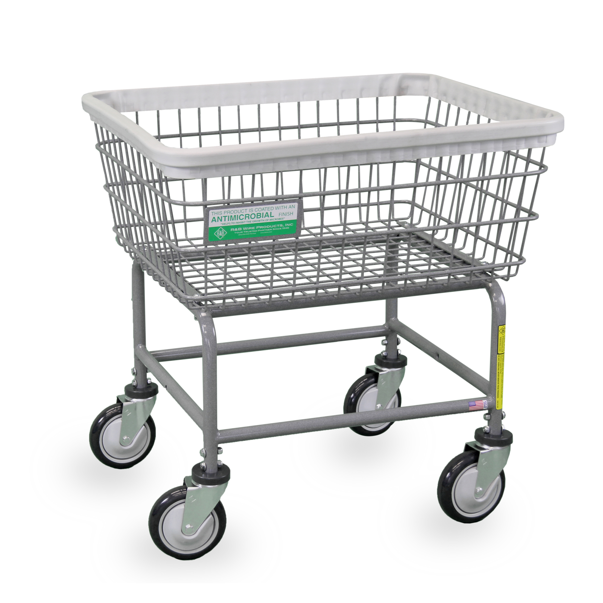 R&B Wire Products, Inc., Antimicrobial Wire Laundry Cart, 2.5 Bushel, Total Capacity 75 lb, Model# 100E/ANTI